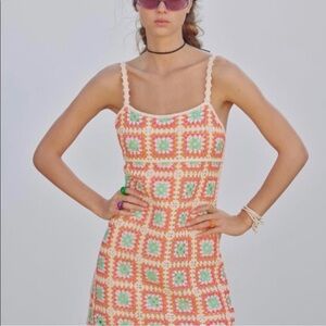 Zara Colorful Crochet Mini Dress